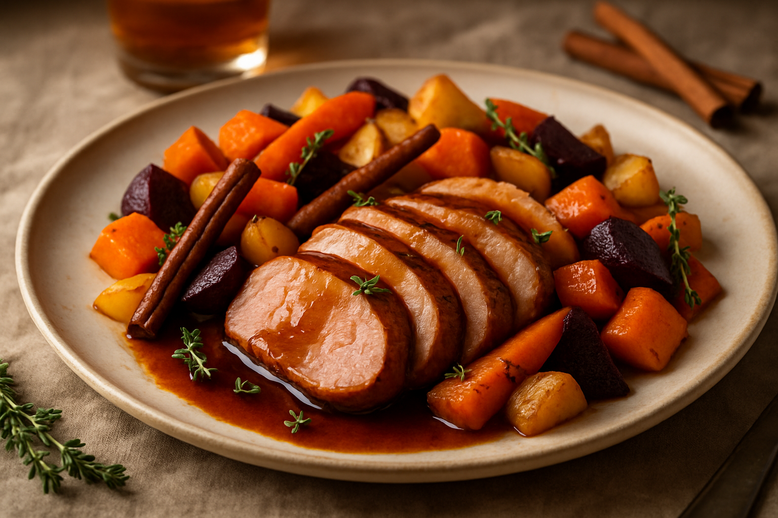 Autumn Harvest Roasted Pork Tenderloin with Bourbon Maple Glaze