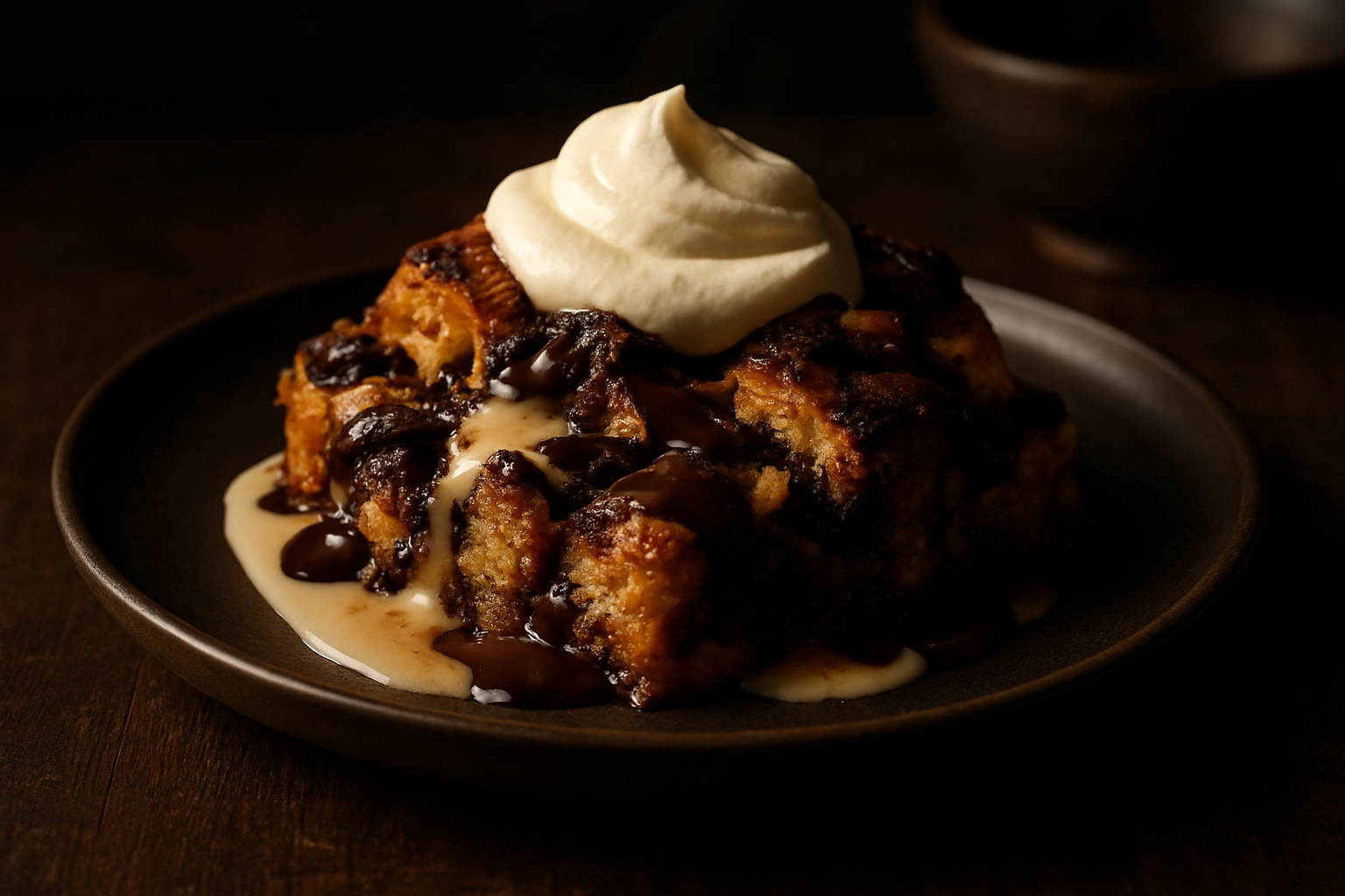 Bourbon Chocolate Croissant Pudding
