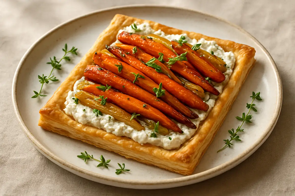 Bourbon-Infused Carrot and Leek Tart with Herbed Goat Cheese