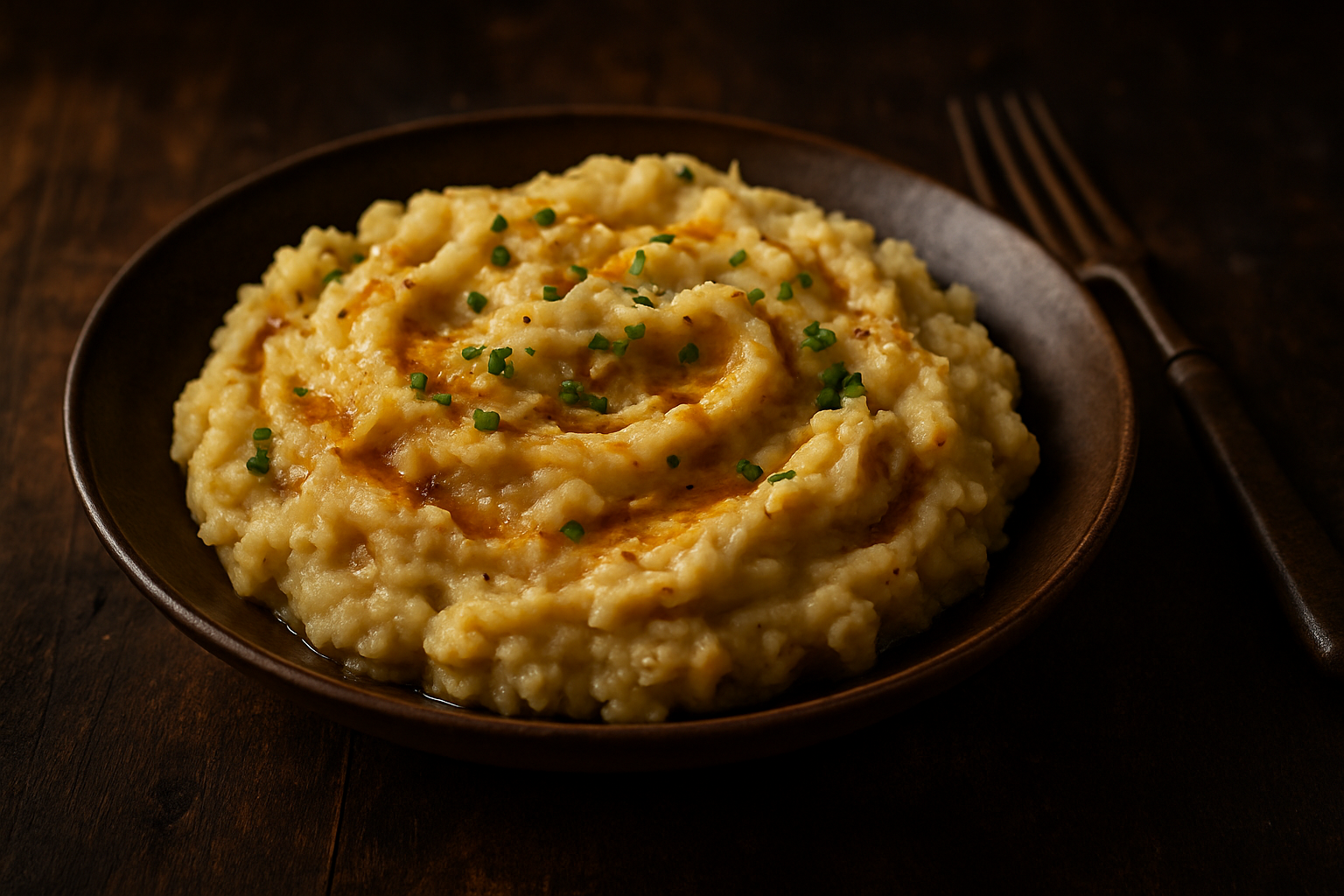 Bourbon-Infused Parsnip and Potato Mash with Chives