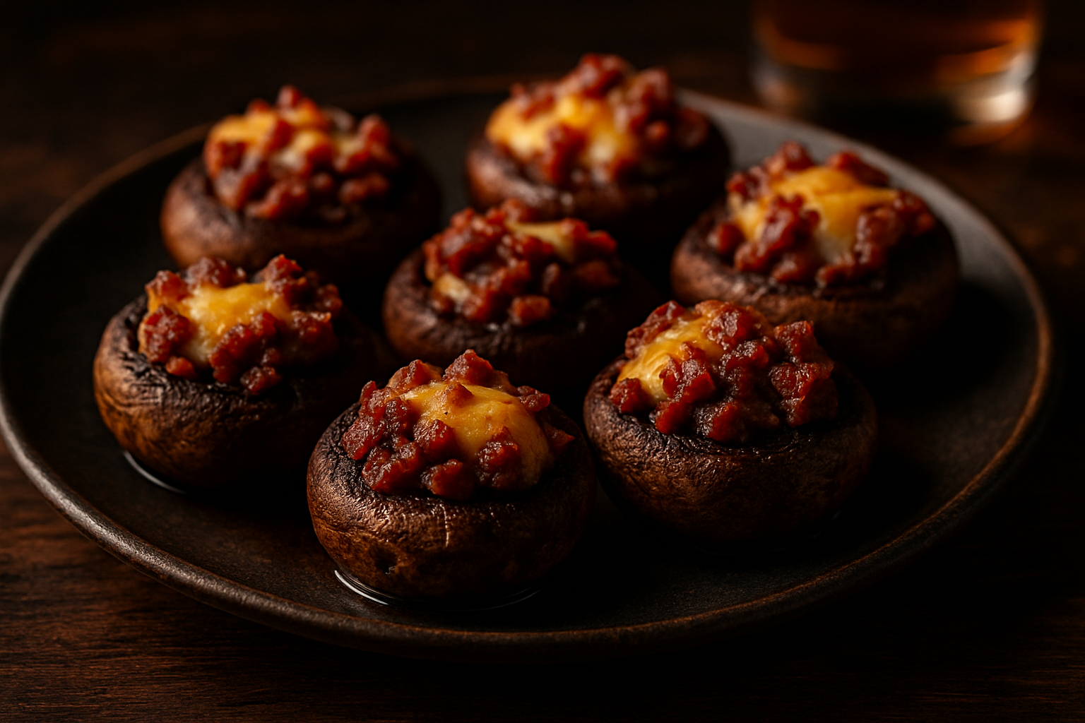 Bourbon-Smoked Salami and Gouda Stuffed Mushrooms