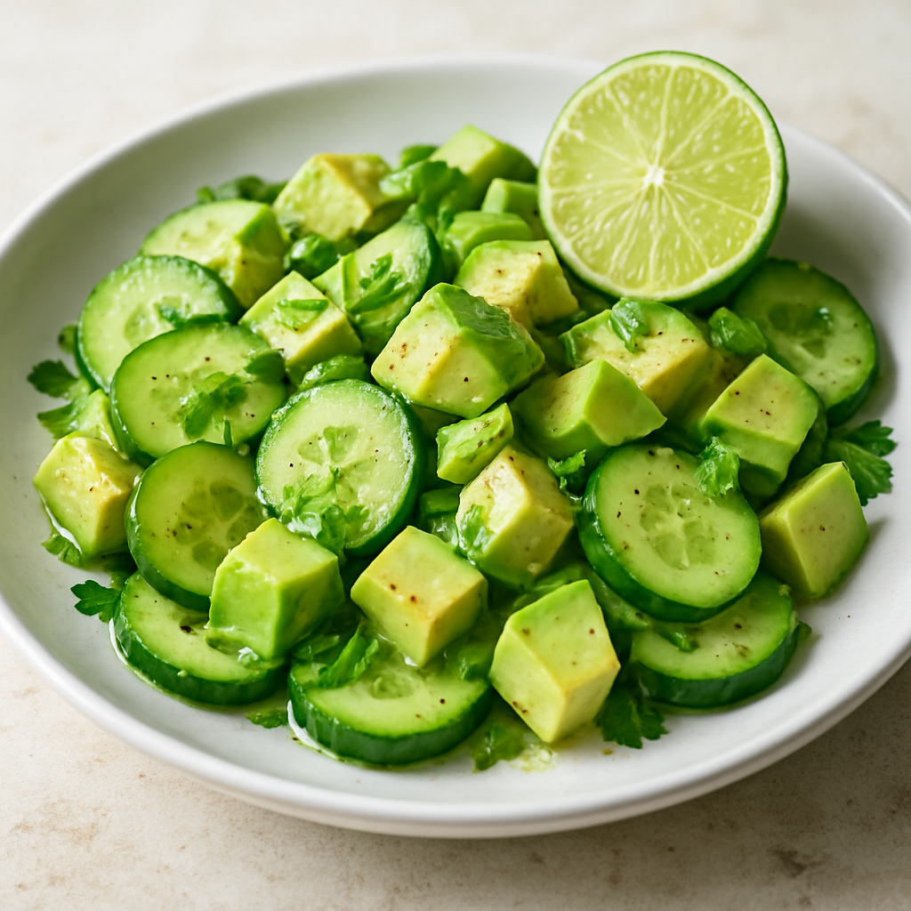 Cucumber Avocado Salad with Lime Dressing
