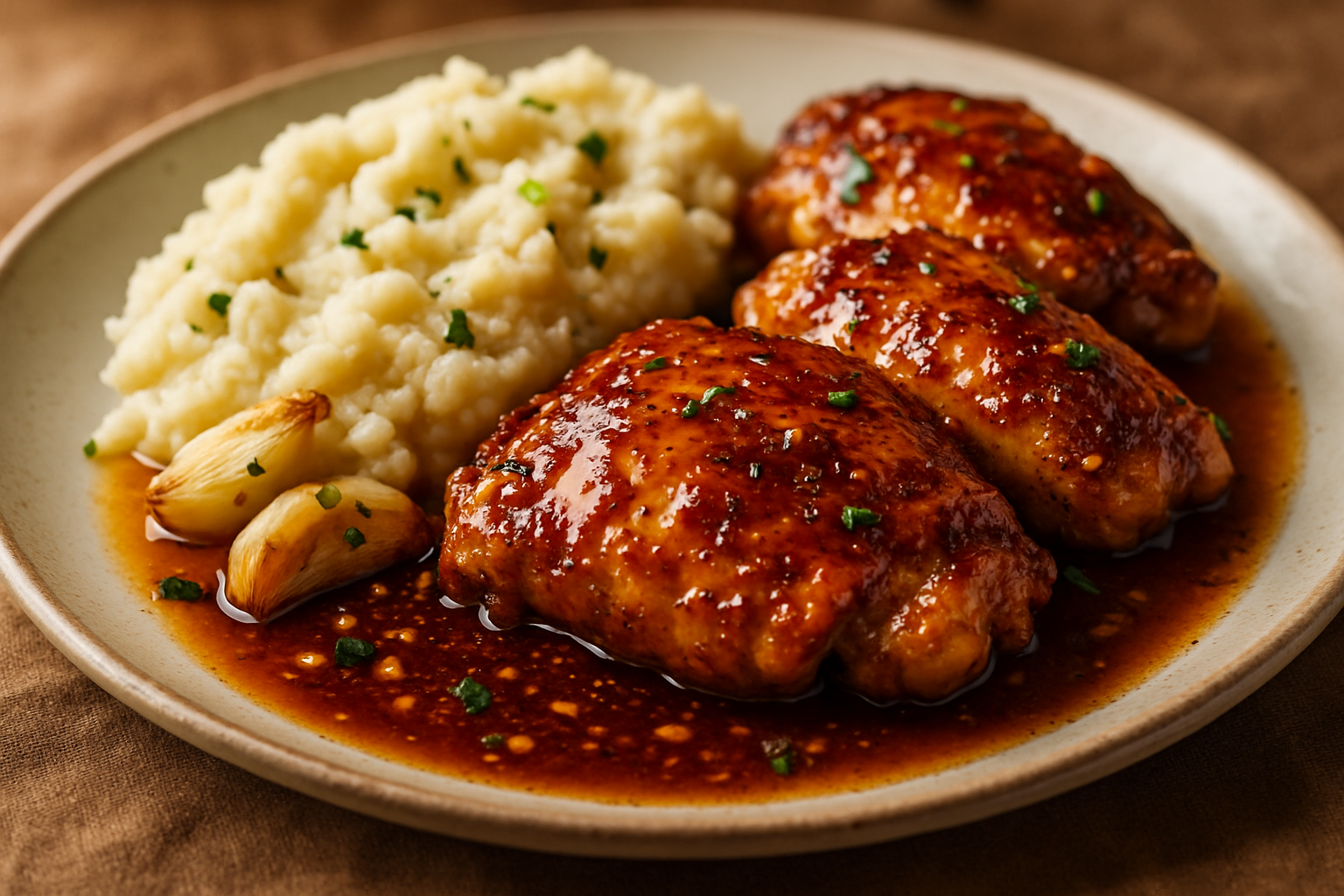 Easy Bourbon-Glazed Honey Garlic Chicken Thighs
