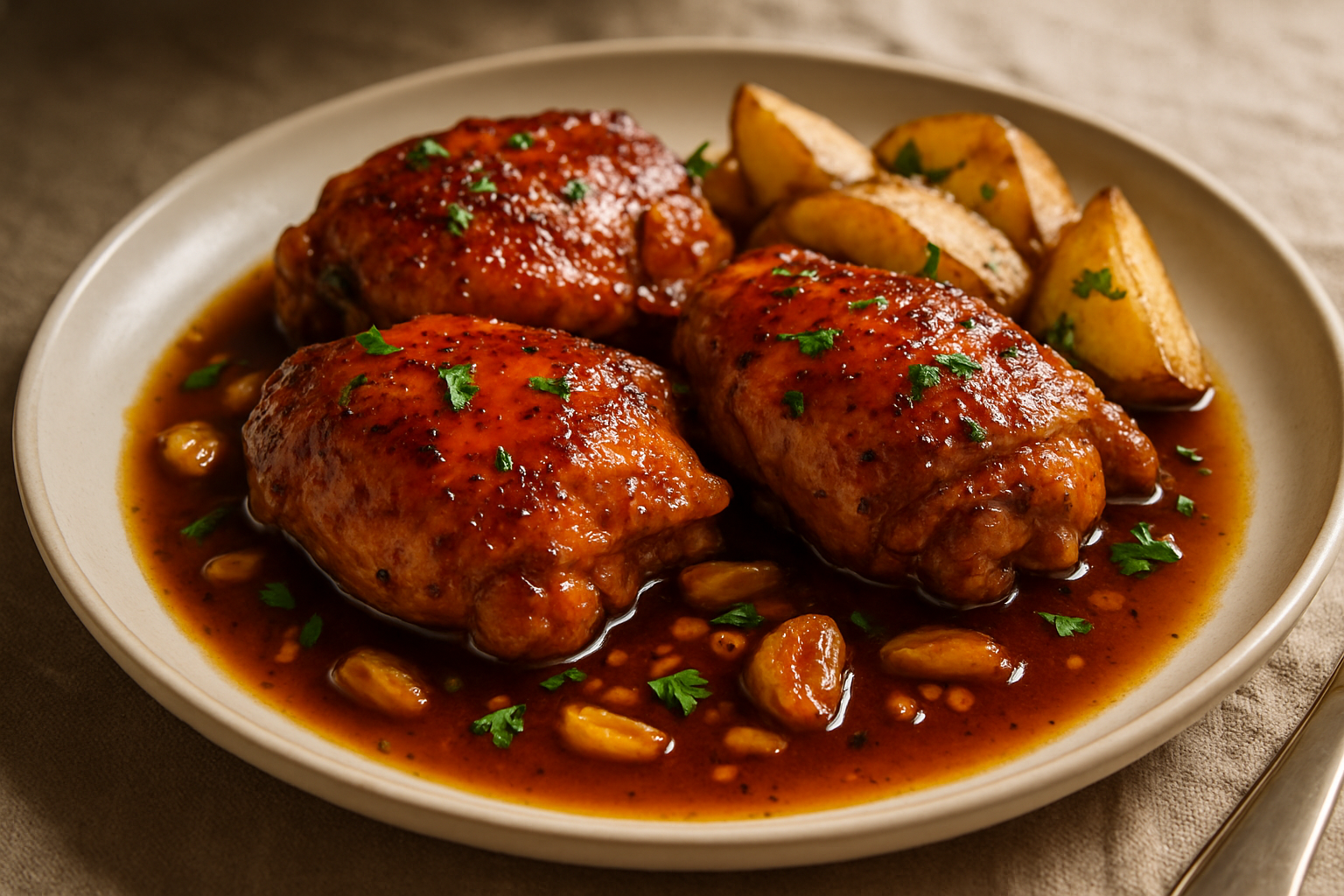 Easy Bourbon Honey Garlic Chicken Thighs