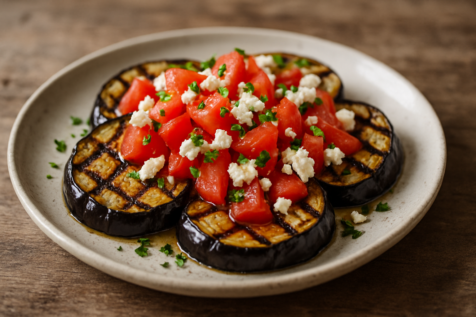 Grilled Eggplant with Tomato and Feta