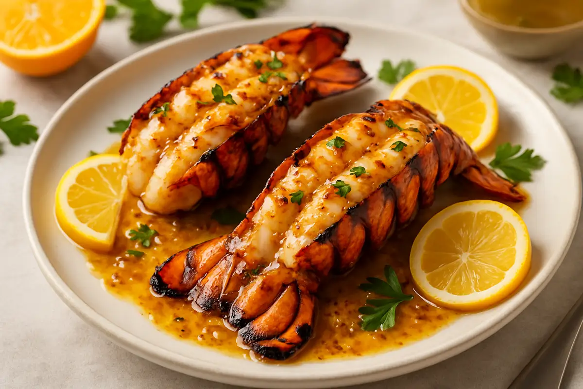 Grilled Spring Lobster Tails with Bourbon Citrus Glaze