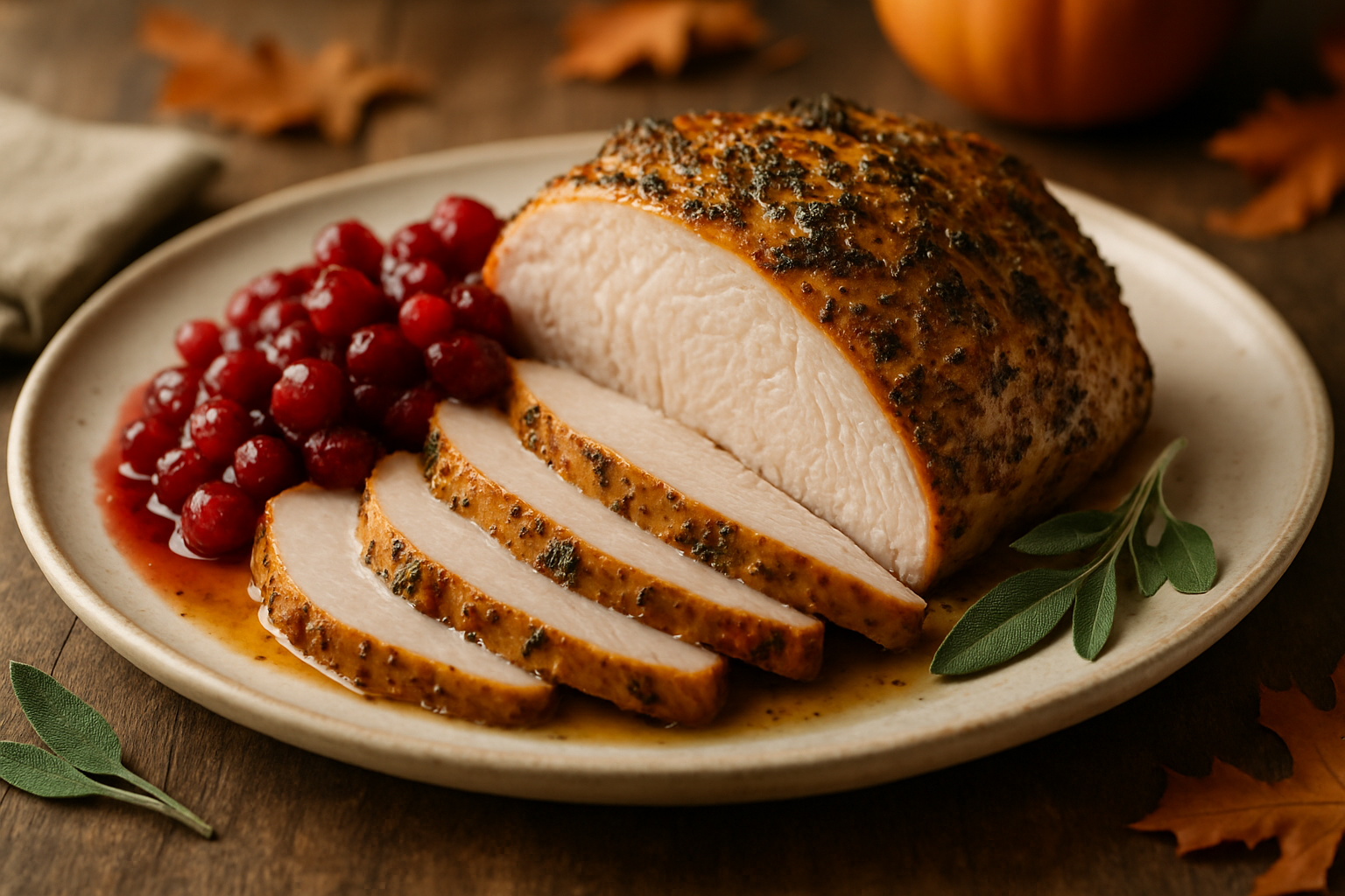 Herb-Roasted Turkey Breast with Cranberry Relish