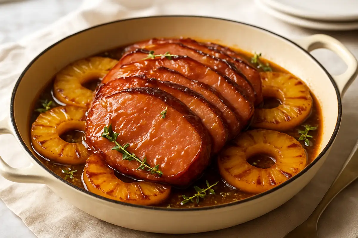Maple-Bourbon Glazed Ham and Pineapple Skillet for Easter Brunch