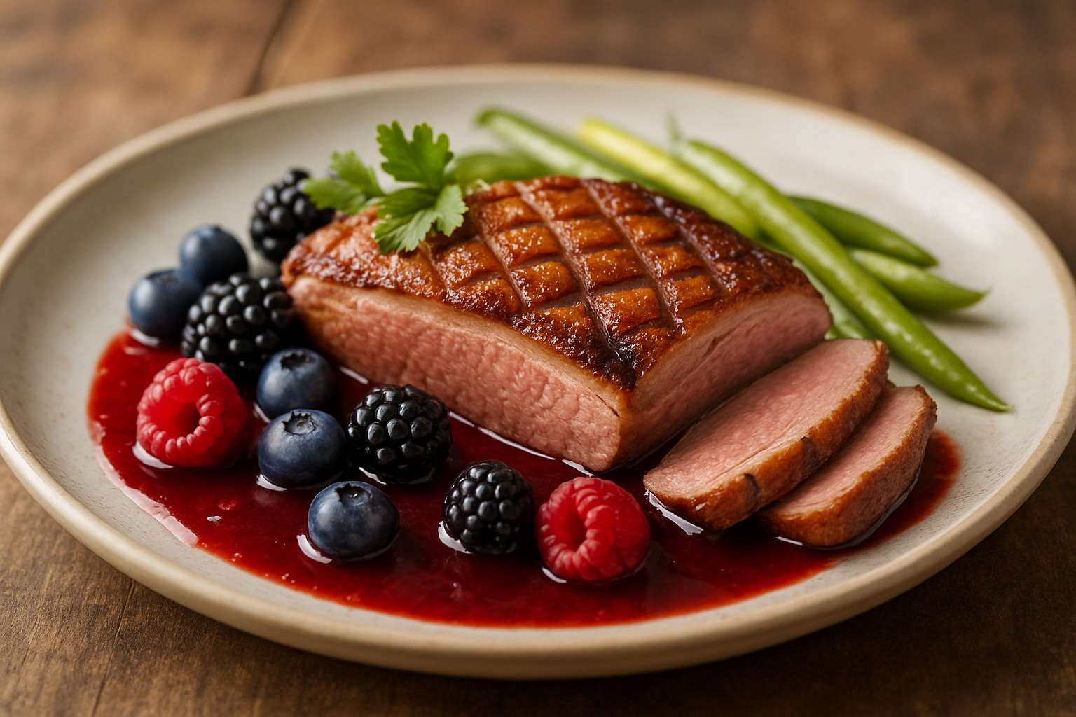 Pan-Seared Duck Breast with Berry Reduction