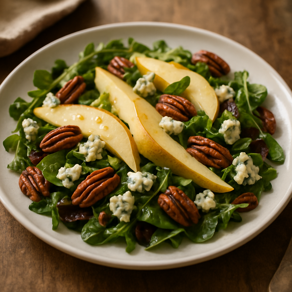 Pear and Blue Cheese Salad with Honey Vinaigrette