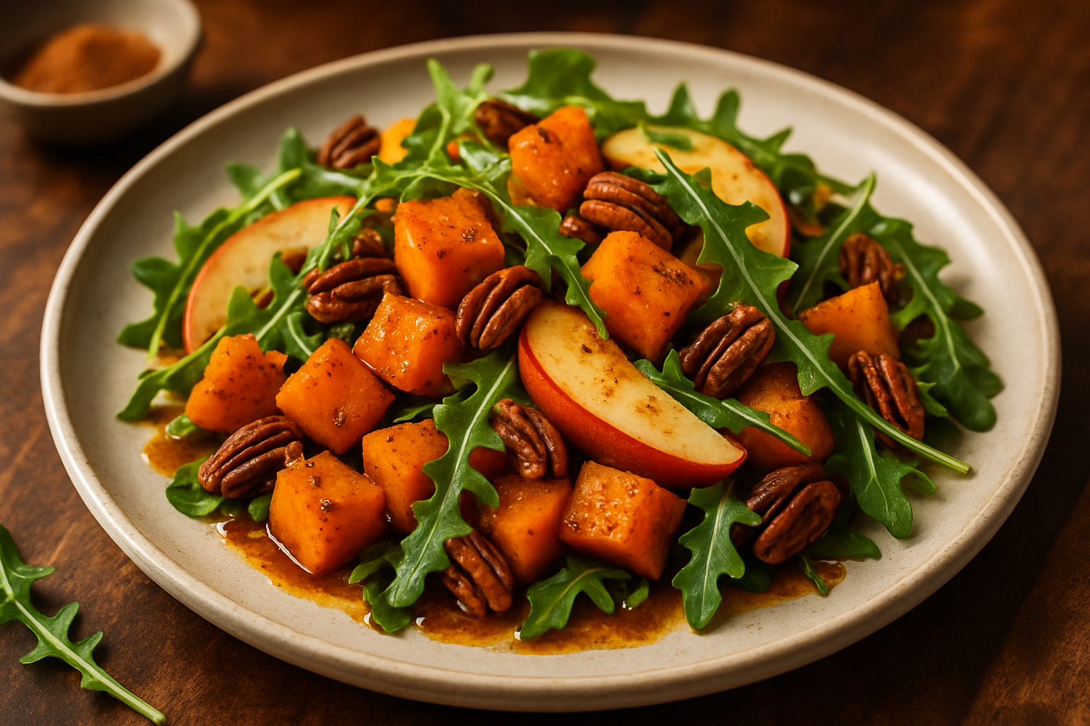 Roasted Butternut Squash and Apple Salad with Bourbon Maple Vinaigrette