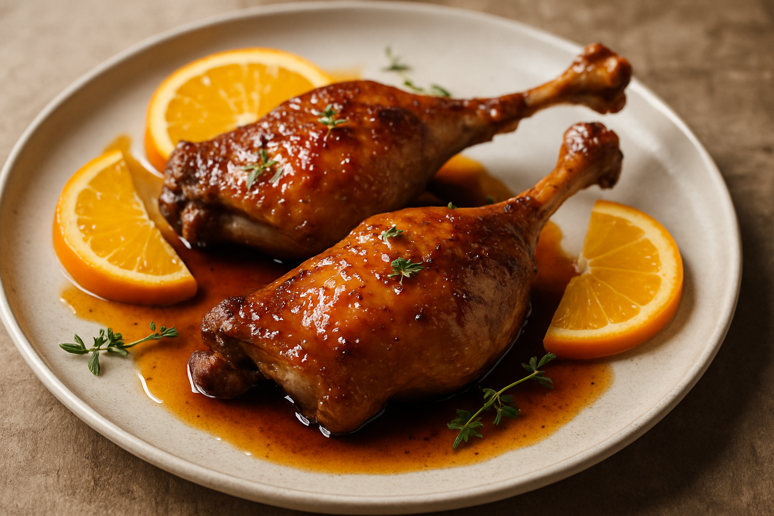 Roasted Duck Legs with Orange Glaze