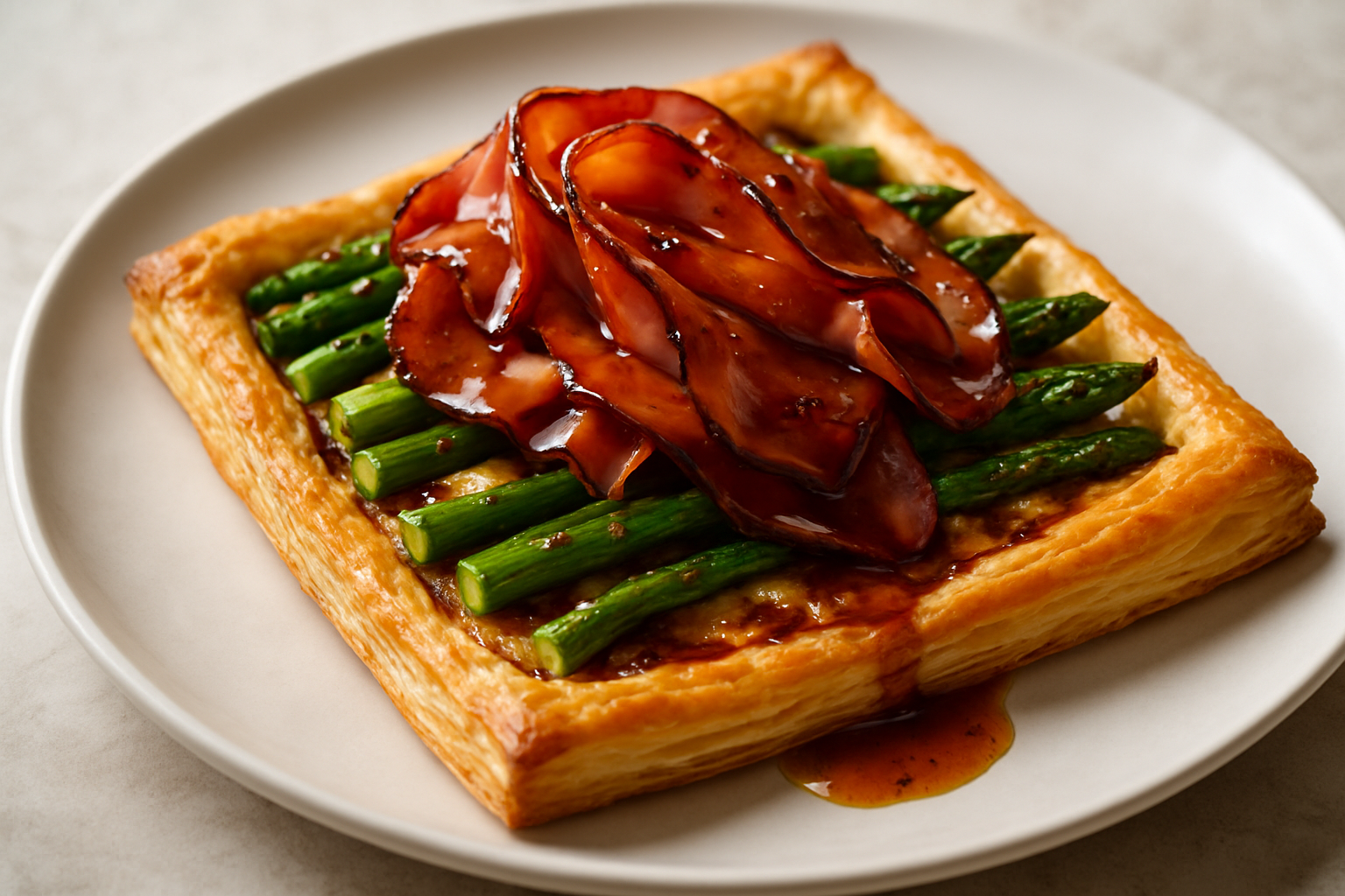 Savory Bourbon-Maple Glazed Ham and Asparagus Tart