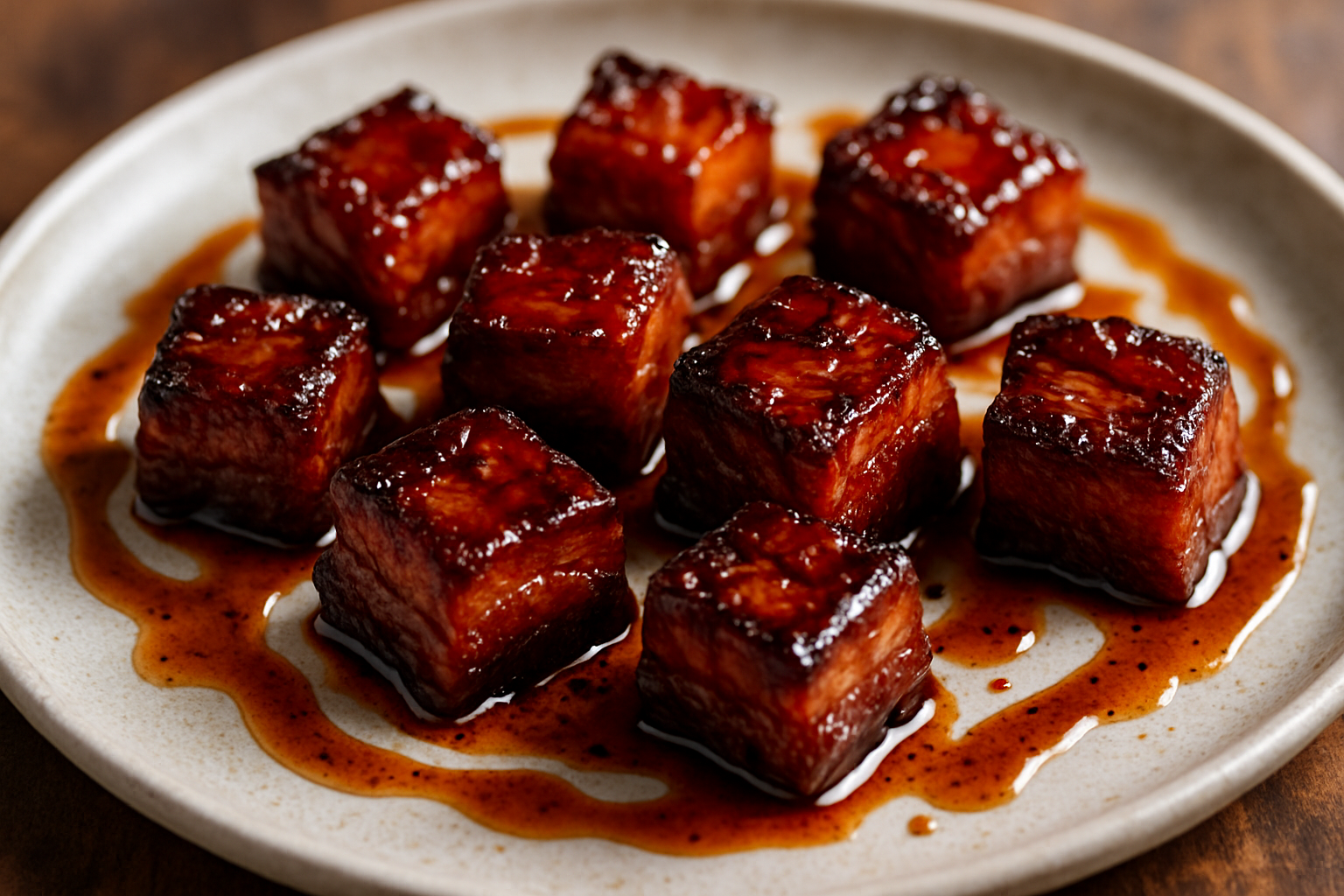Smoky Bourbon-Glazed Pork Belly Bites with Maple Chipotle Drizzle