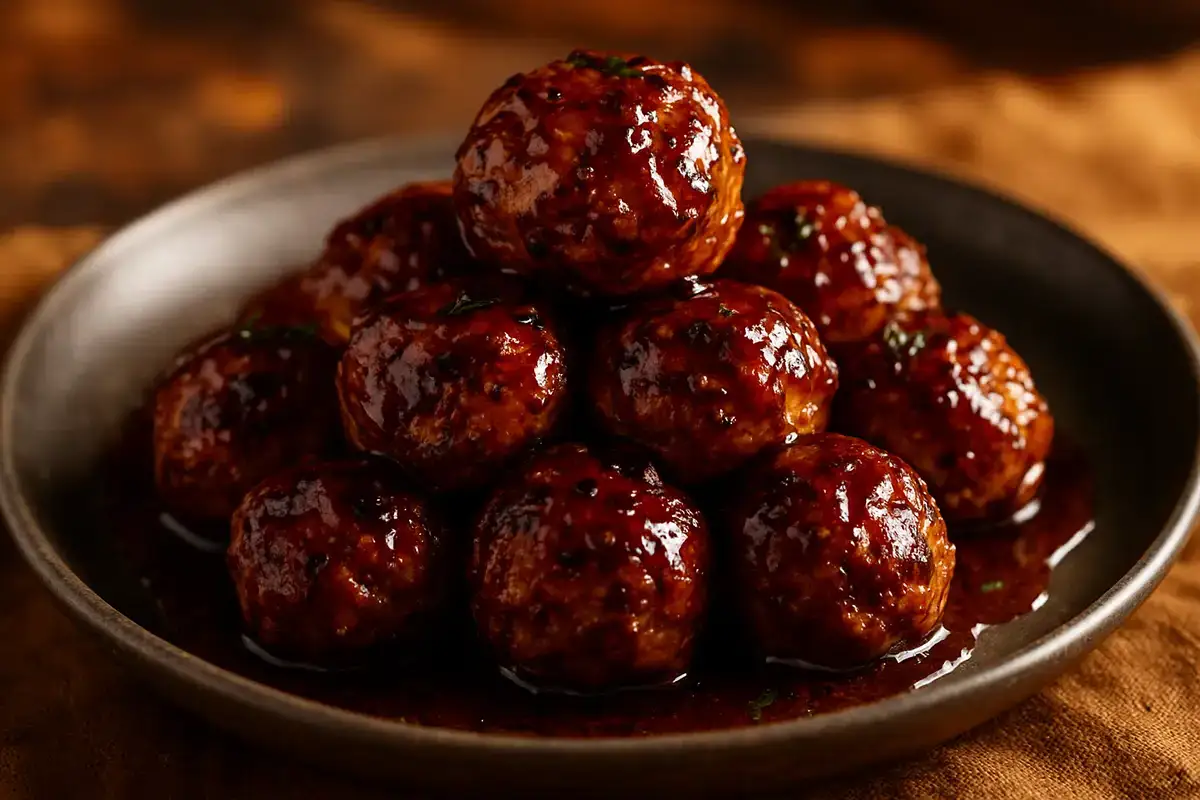 Smoky Bourbon-Spiced Chicken Meatballs with Chipotle Honey Glaze