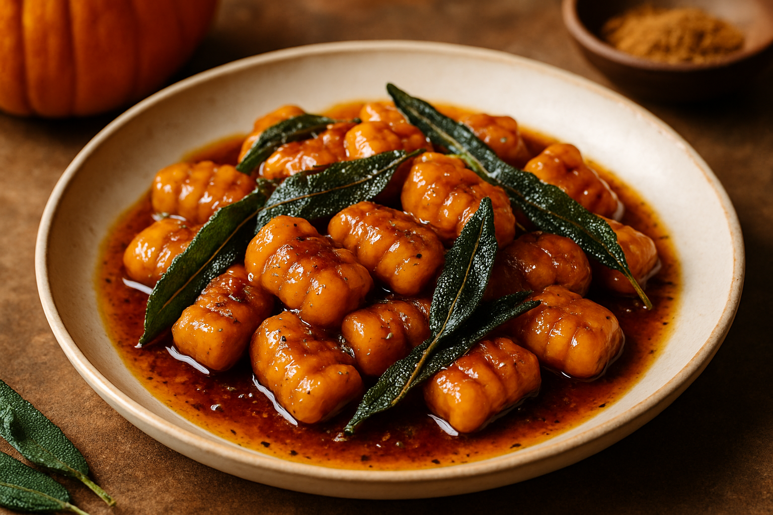 Spiced Bourbon-Glazed Pumpkin Gnocchi with Sage Brown Butter