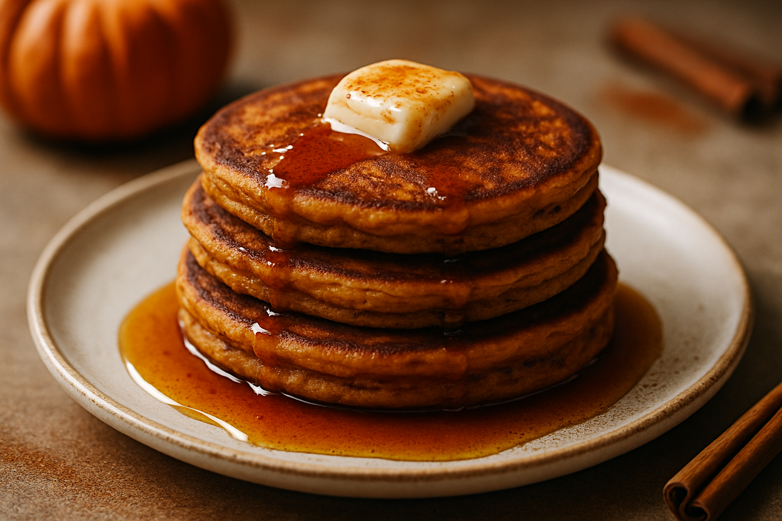 Spiced Bourbon Pumpkin Cinnamon Pancakes