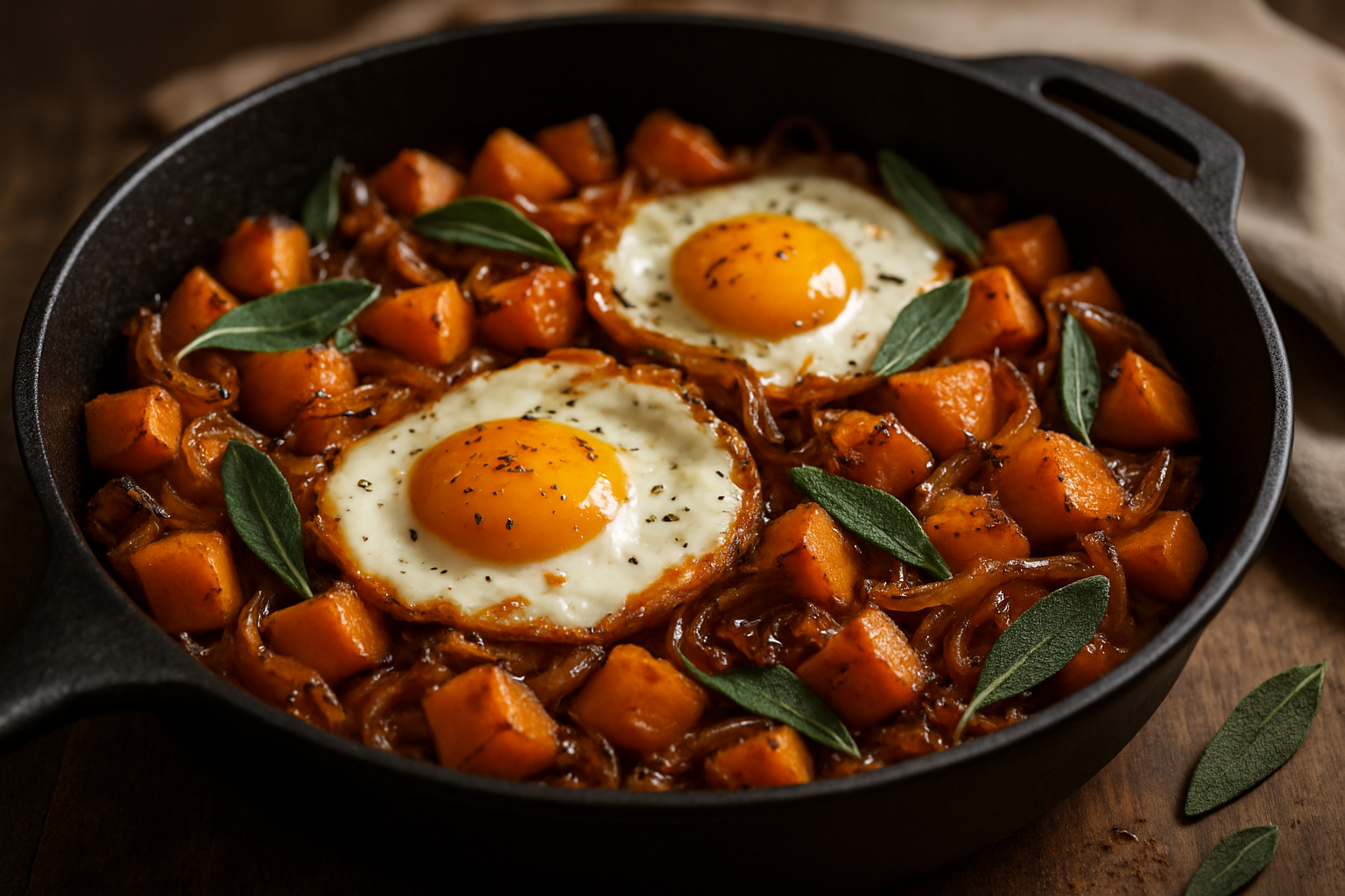 Spiced Pumpkin and Sage Bourbon Breakfast Hash