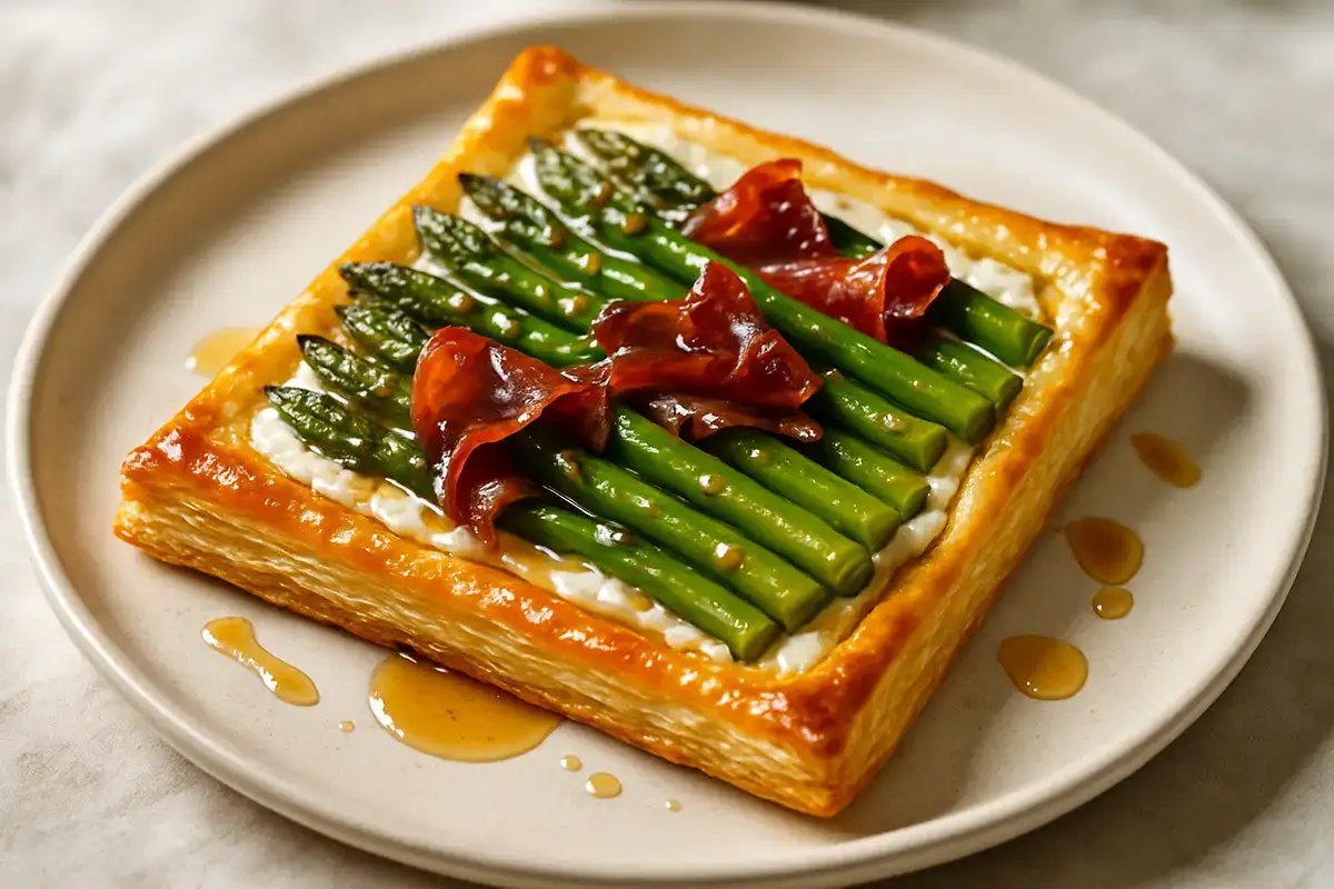 Spring Asparagus and Prosciutto Tart with Bourbon Honey Glaze
