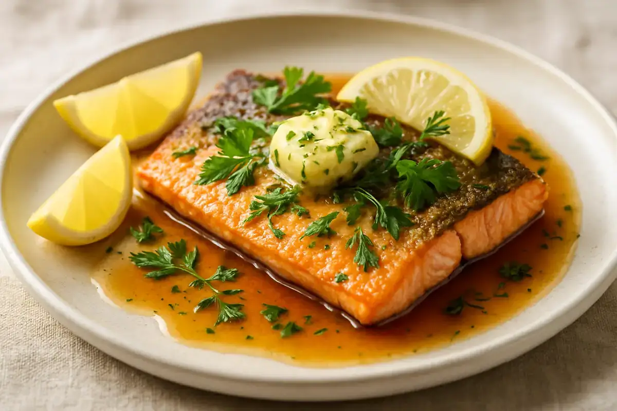 Spring Herb and Lemon Butter Arctic Char with Bourbon Citrus Glaze