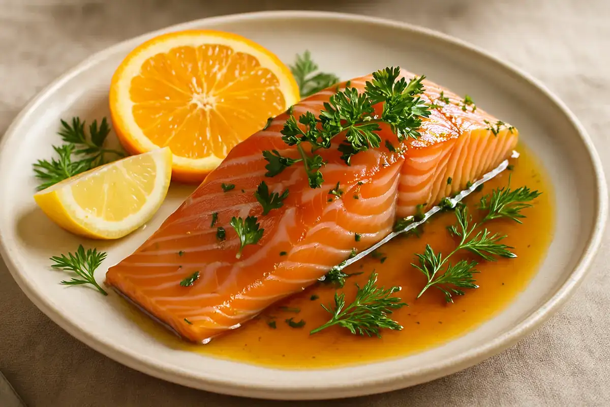 Spring Herb-Crusted Arctic Char with Bourbon Citrus Glaze