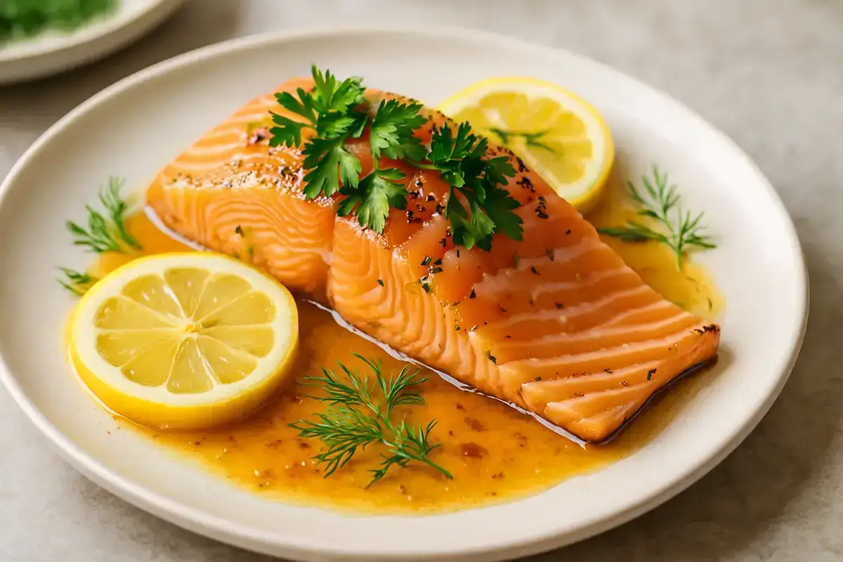 Spring Herb-Crusted Arctic Char with Bourbon Lemon Butter