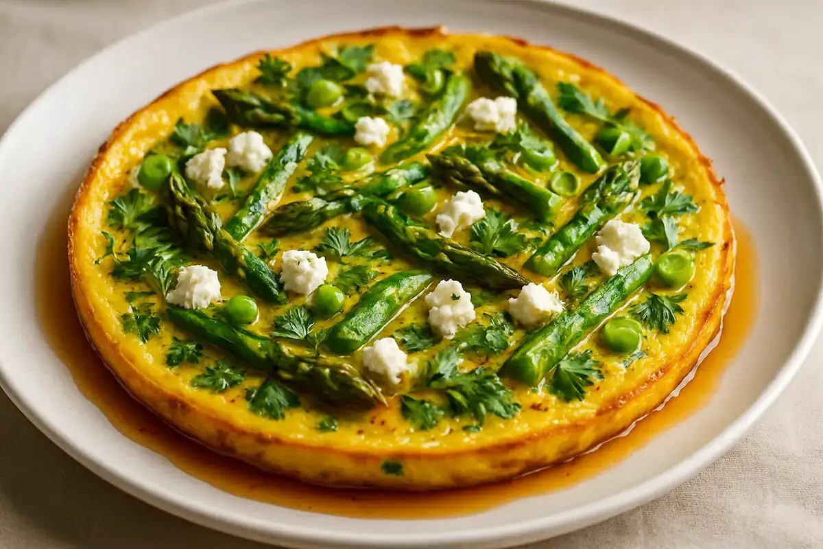 Spring Vegetable and Herb Frittata with Bourbon-Infused Honey Drizzle