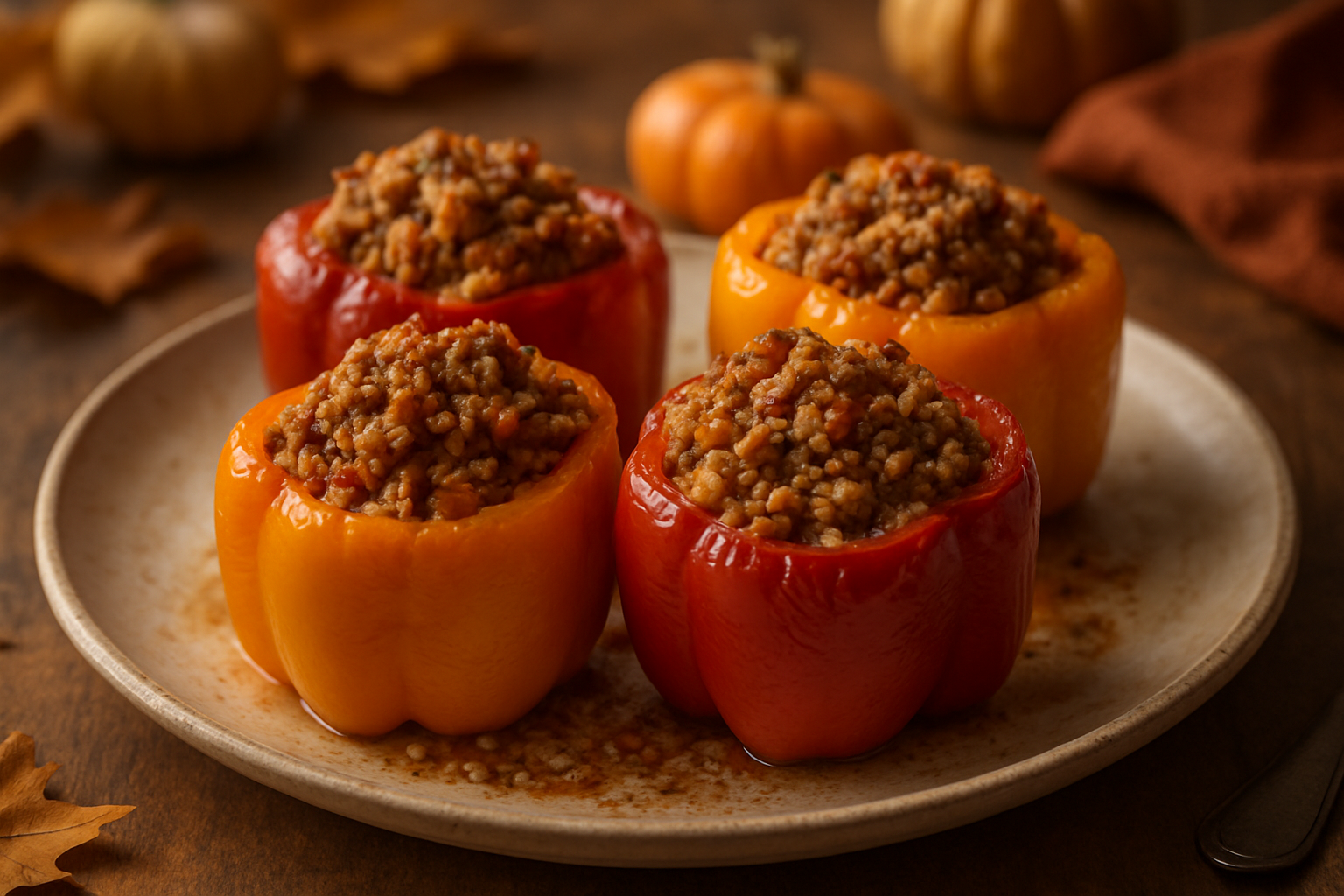 Stuffed Bell Peppers with Ground Turkey and Rice